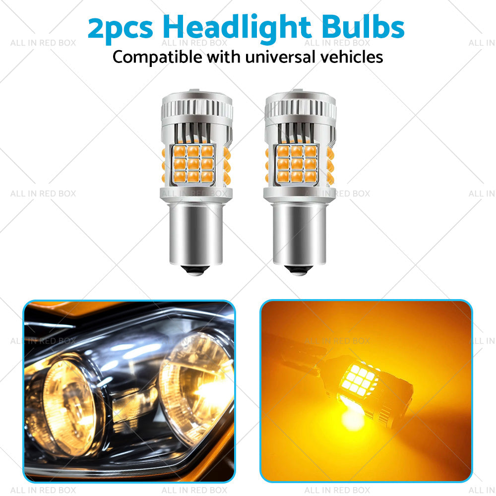 2PCS BA15S 1156 P21W LED Turn Signal Indicator Bulb Globe Amber No Hyper Flash-4