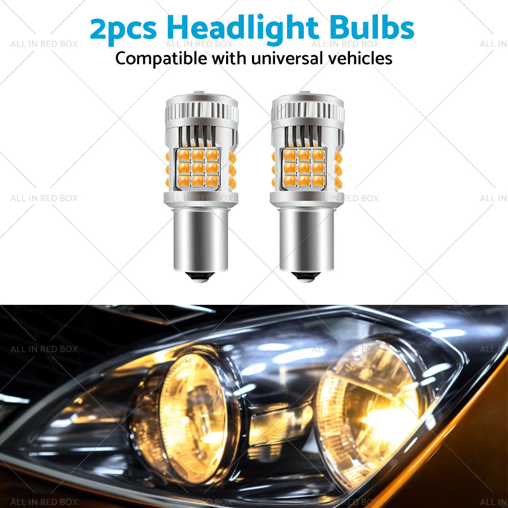 2PCS BA15S 1156 P21W LED Turn Signal Indicator Bulb Globe Amber No Hyper Flash-3