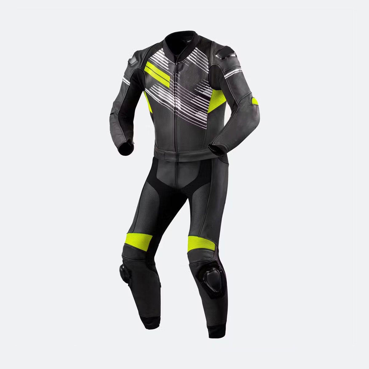 NeonFlash Black Leather Biker Suit-0