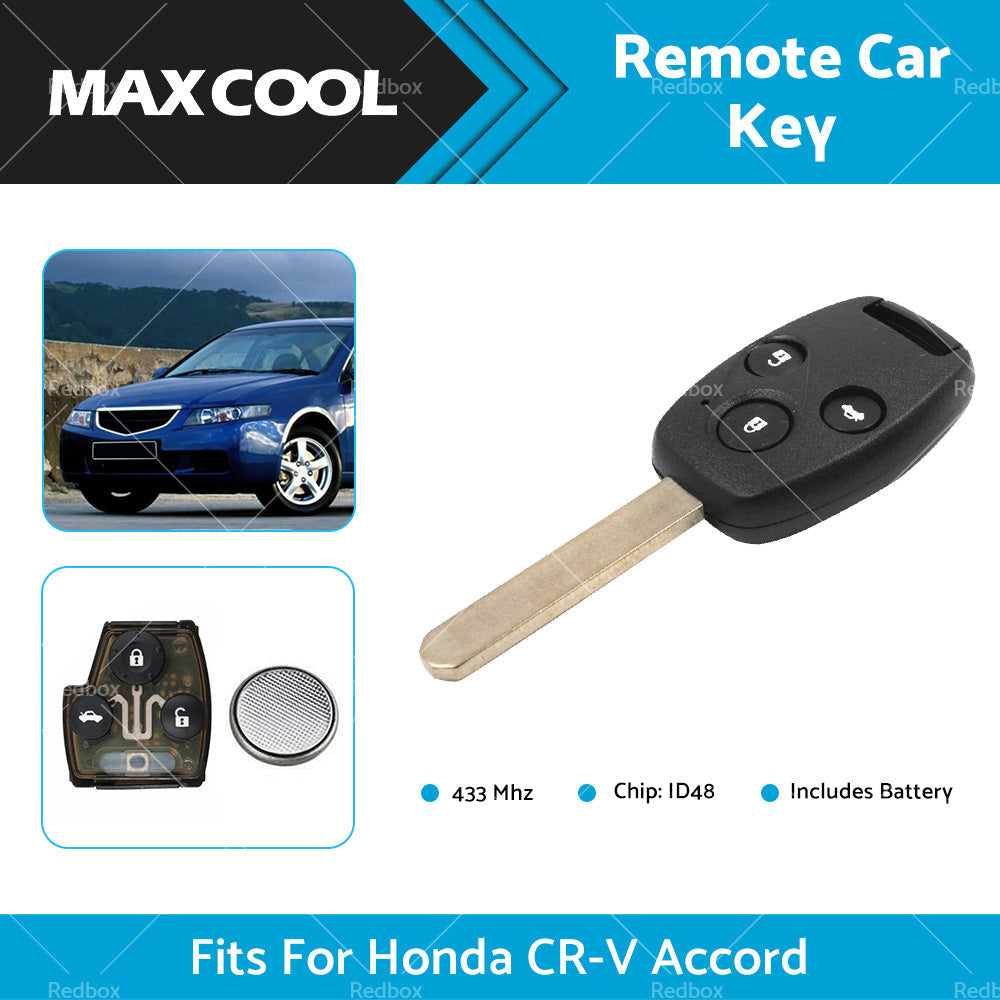 3 Buttons Remote Car Key 433Mhz ID48 Fits For Honda CR-V Accord G8D-382H-A-1