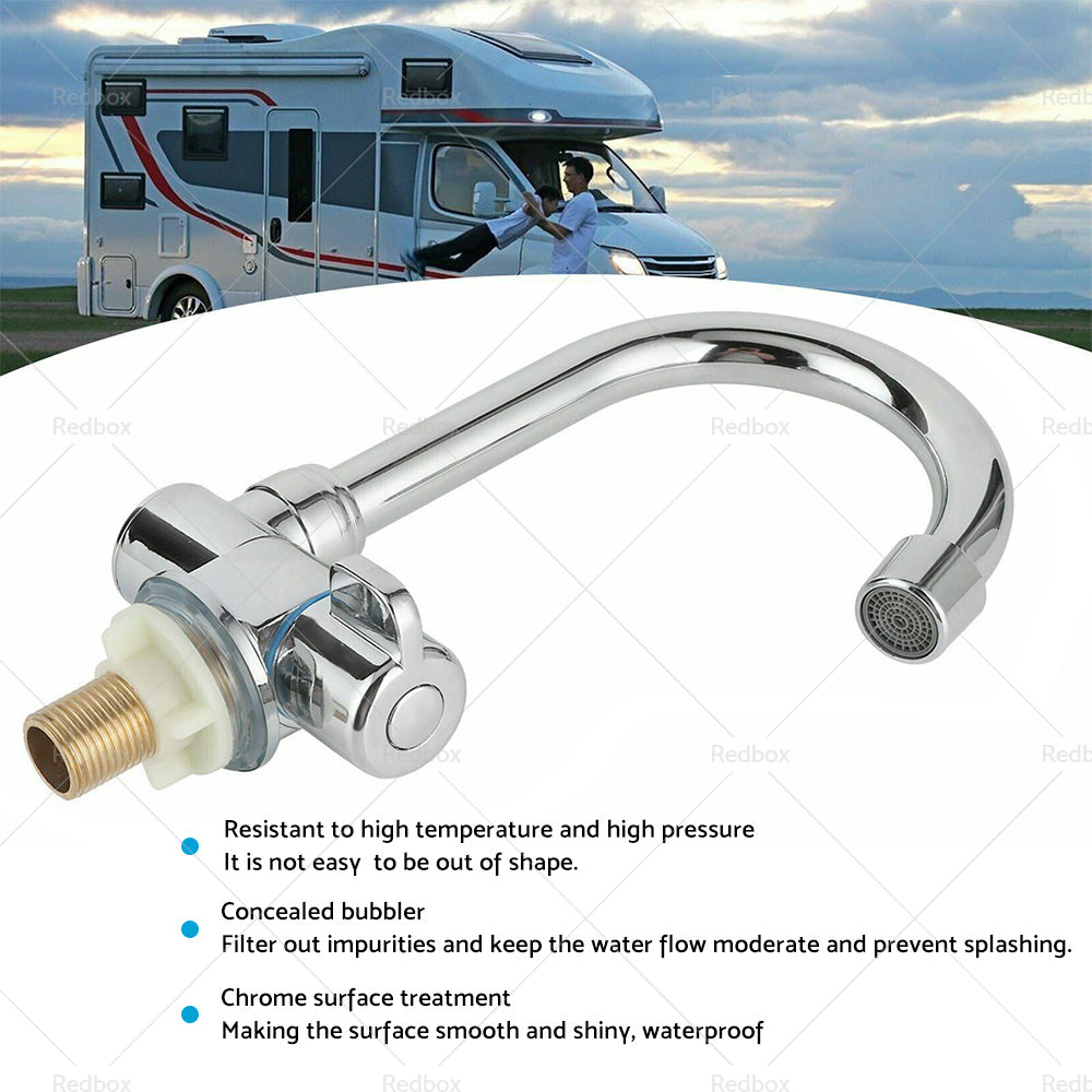 For RV Motorhome Faucet Single Cold Water Tap 360 Degree Rotation 1 or 2in Mounting-3