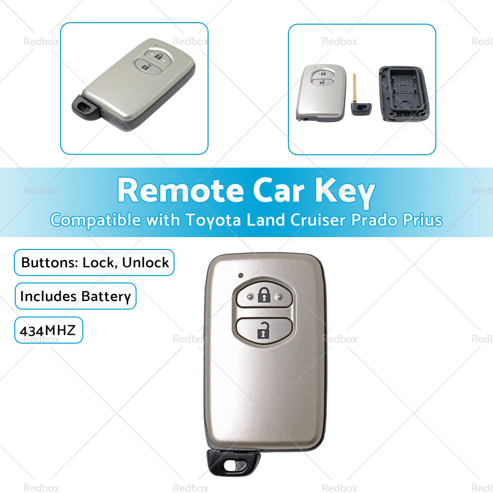 2 Buttons Complete Remote Car Key Suitable For Toyota Land Cruiser Prado 434MHZ-0