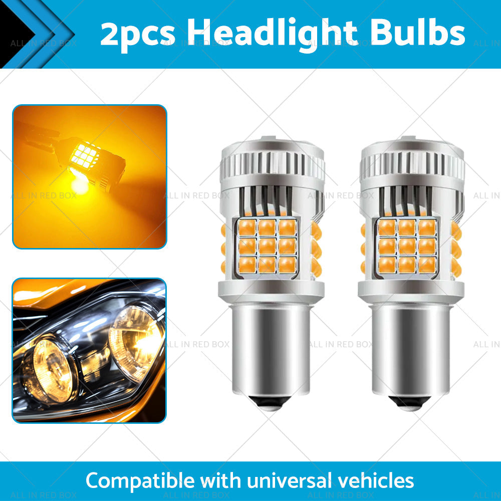 2PCS BA15S 1156 P21W LED Turn Signal Indicator Bulb Globe Amber No Hyper Flash-1