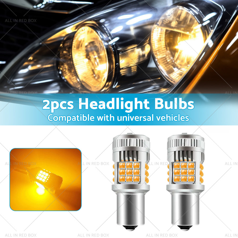 2PCS BA15S 1156 P21W LED Turn Signal Indicator Bulb Globe Amber No Hyper Flash-2