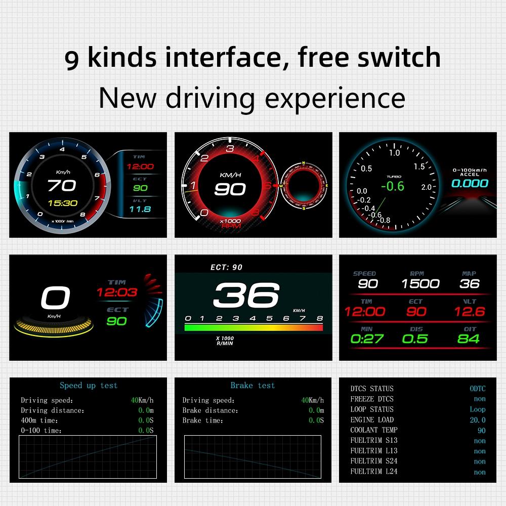 Car Hud Display Speed Water Temp Voltag