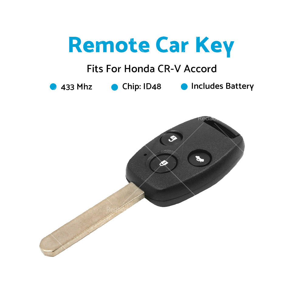 3 Buttons Remote Car Key 433Mhz ID48 Fits For Honda CR-V Accord G8D-382H-A-3