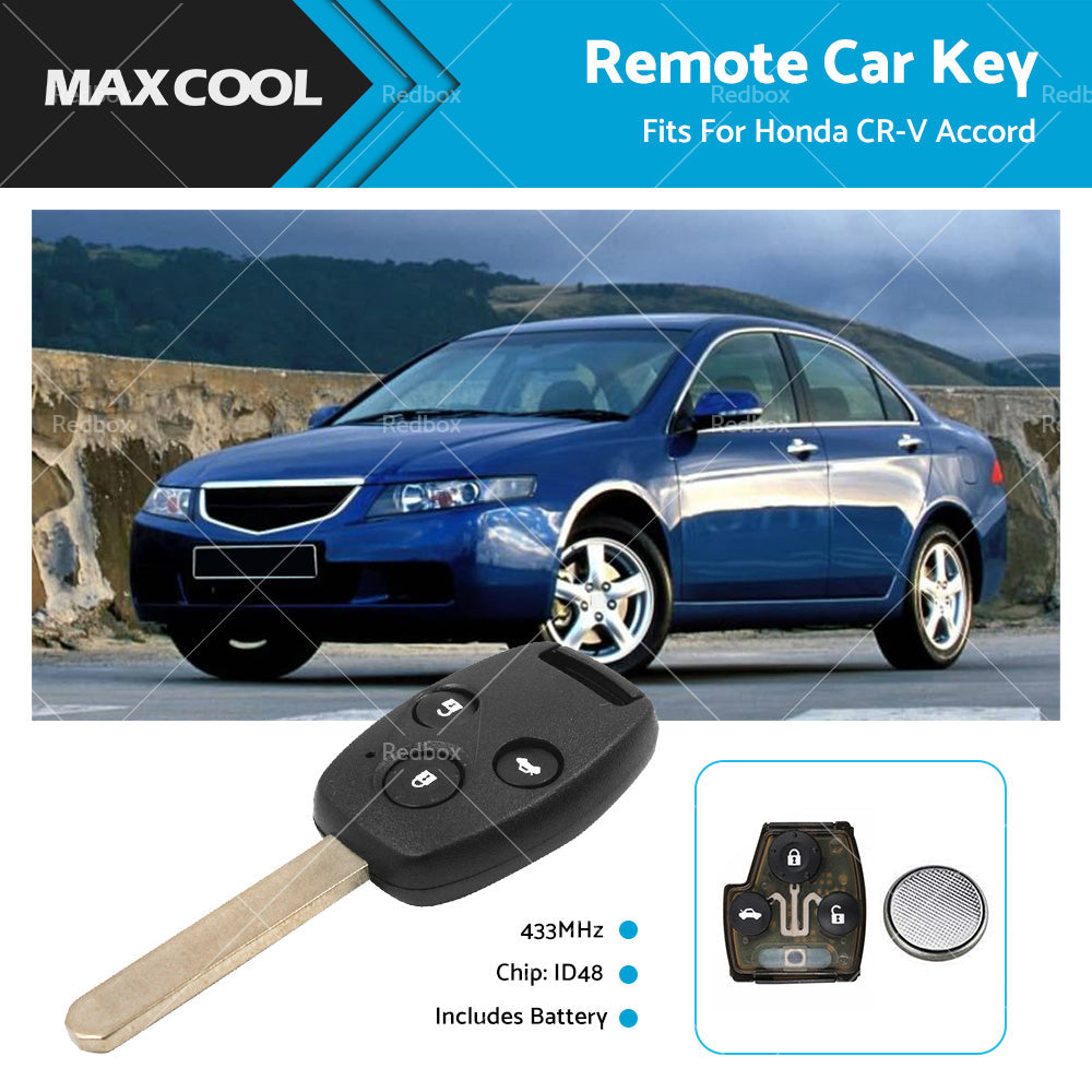 3 Buttons Remote Car Key 433Mhz ID48 Fits For Honda CR-V Accord G8D-382H-A-0