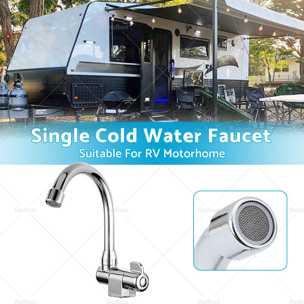 For RV Motorhome Faucet Single Cold Water Tap 360 Degree Rotation 1 or 2in Mounting-2