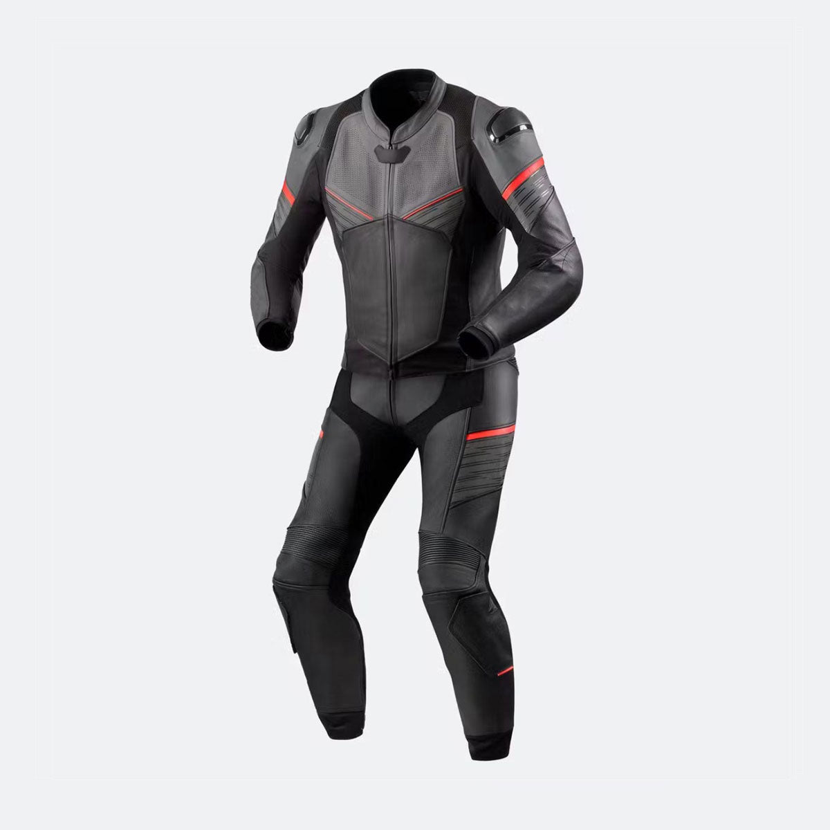 Redline Racer Black Leather Biker Suit-0