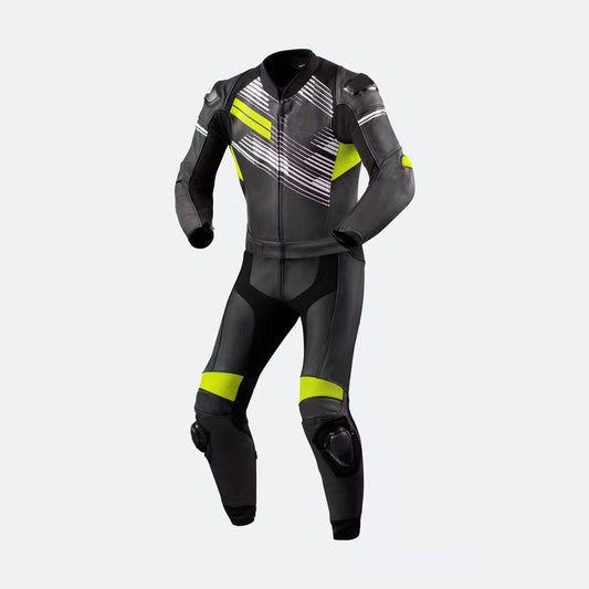 NeonFlash Black Leather Biker Suit-0