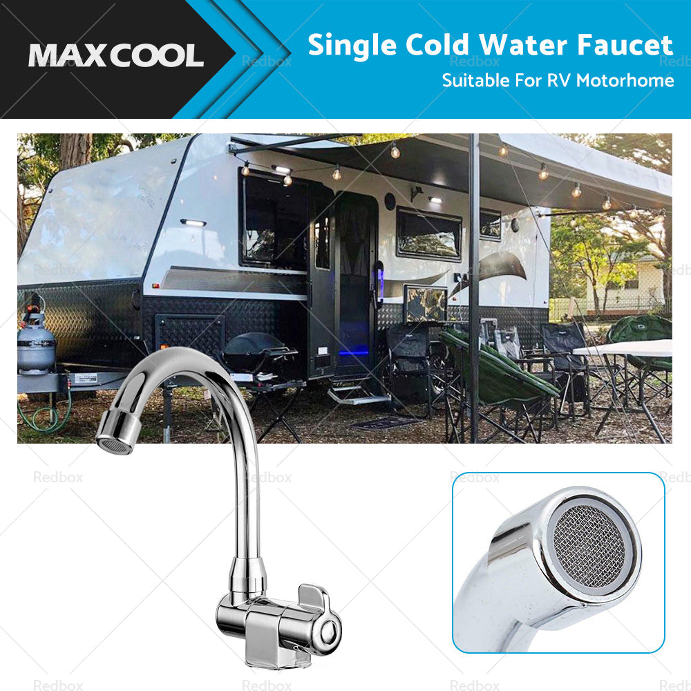 For RV Motorhome Faucet Single Cold Water Tap 360 Degree Rotation 1 or 2in Mounting-0