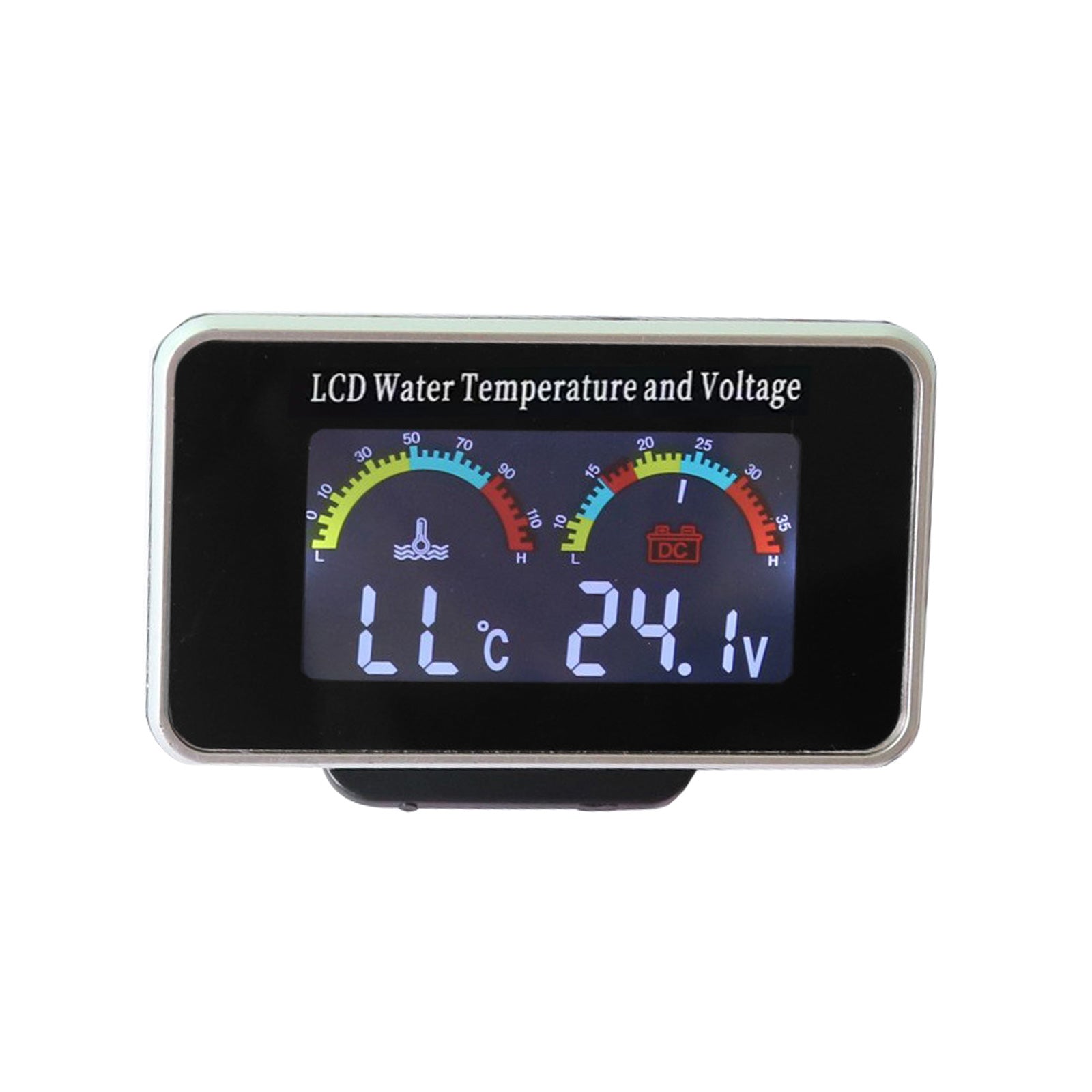 2 In1 Car Digital LCD Water Temperature Meter Voltmeter Gauge 12V/24V Display-1