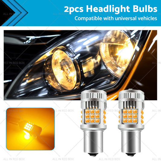 2PCS BA15S 1156 P21W LED Turn Signal Indicator Bulb Globe Amber No Hyper Flash-0