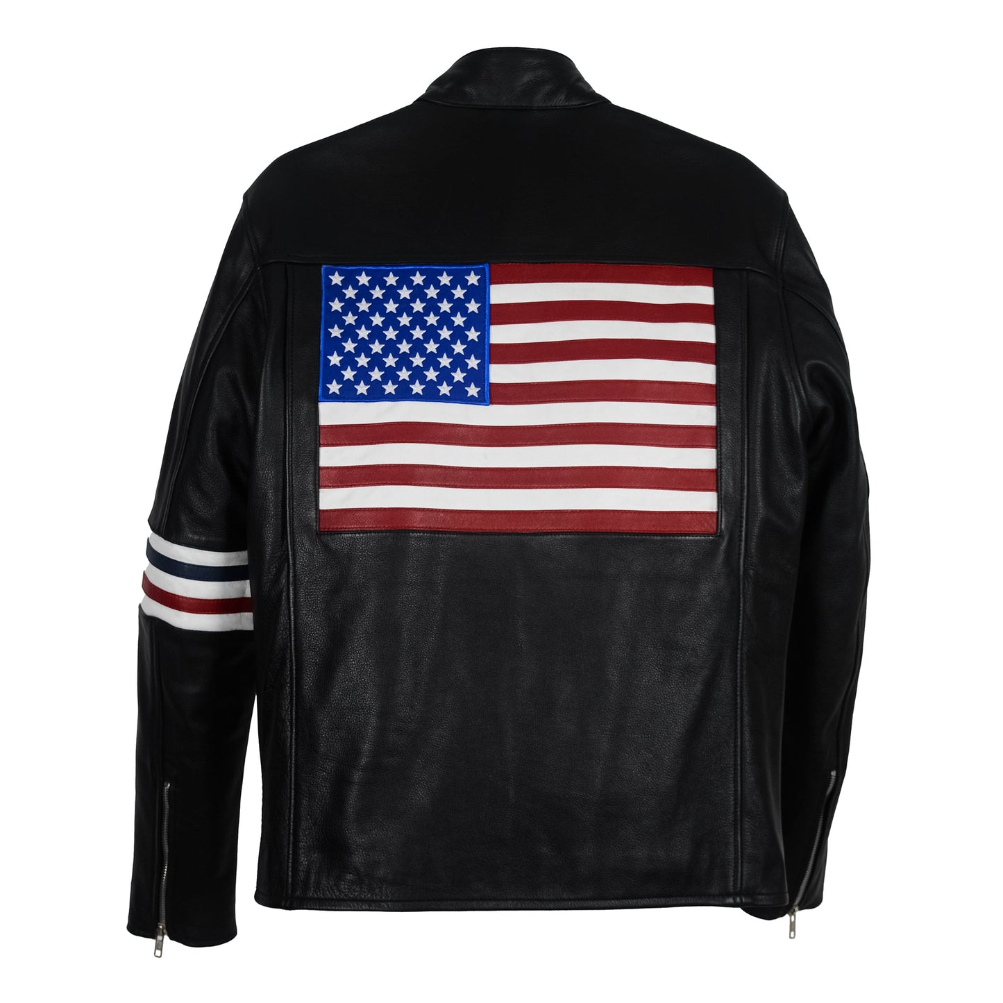 Patriot Racer with American Flag Leather Jacket-1