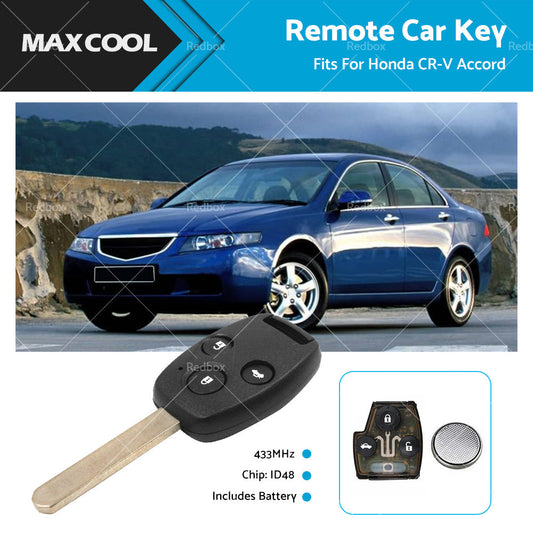 3 Buttons Remote Car Key 433Mhz ID48 Fits For Honda CR-V Accord G8D-382H-A-0